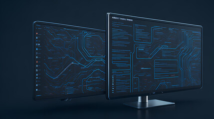 A sleek, modern computer monitor displaying a complex web of data.