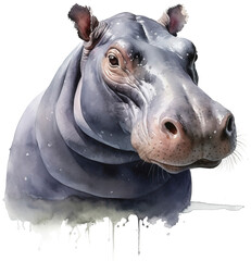 Sticker - Watercolor Hippo