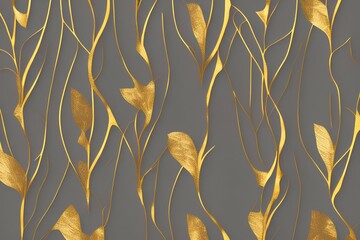 Wall Mural - Abstract retro gold foil art pattern, gray background, cover background design - generative ai