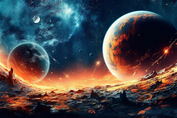 Wall Mural - planets and space background. generative ai