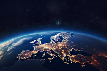 Wall Mural - europe seen from outer space.. generative ai