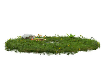 Aufkleber - Floating circle grass field PNG transparent design, 3d illustration rendering
