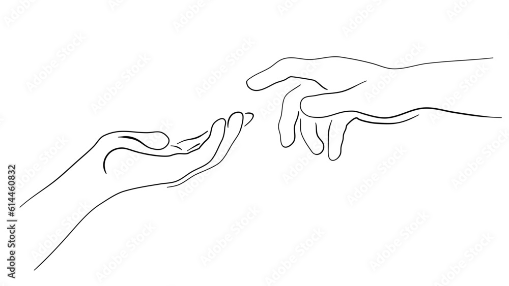 The touch of hands, vector illustration. Stock Vector | Adobe Stock