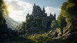© chris3d - Majestic castle perched on a rocky outcrop - Generative AI, AI generated
