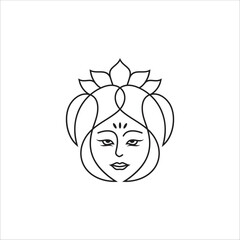 Wall Mural - Queen logo with crown in continuous line style