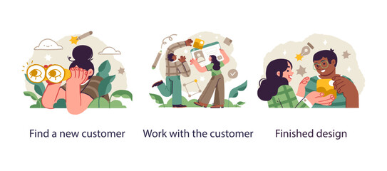 Wall Mural - content creation, creative people, concept of brainstorming or creative thinking. vector illustratio