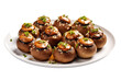 Delicious Plate of Stuffed Mushrooms Isolated on a Transparent Background