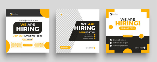 Wall Mural - We are hiring job vacancy social media post or square web banner template design
