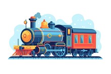 Train Engine Illustration. Transportation Illustration. Generative AI
