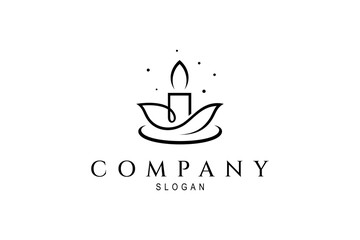 Wall Mural - candle logo illustration design image with lotus flower