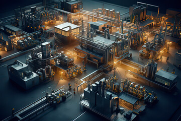 Intelligent factory production line. AI technology generated image