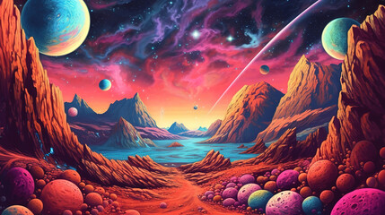 Wall Mural - desert fantasy scenery landscape. generative ai