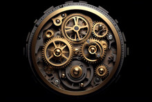 Close-up Of Clock Gear. AI Technology Generated Image