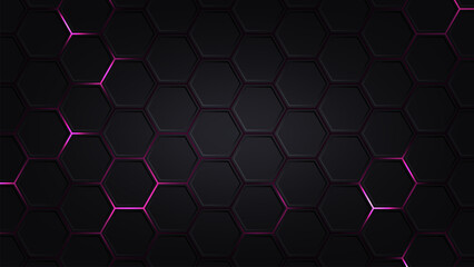 Hexagonal abstract technology background. electric glow hexagonal background. vector illustration.