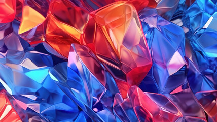 Wall Mural - 3D rendering abstract polygonal space low poly with connecting surface. Generative Ai