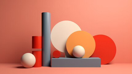 Wall Mural - abstract geometric shape pastel color template minimal modern style wall background. Generative Ai