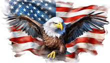 Wavy American Flag With An Eagle Symbolizes Strength Png