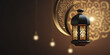 Islamische Laterne Leuchte mit schönene Ornamenten im schönen Bukeh Licht, ai genertiv