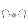 two person with difficult communion. concept of brawl and hard speaking by abuser and depression or stress or anxiety. outline simple trend modern graphic linear design isolated on white background