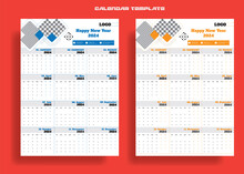 Calender Design For 2024,  Week Starts Sunday. Desk Calendar Template. Simple Layout Of Pocket Or Wall Calendars, Flyer Calendar Template