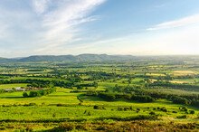 A Beautiful Landscape View From The Top Of A Mountain In Yorkshire. Hike To Roseberry Topping Near Teesside