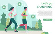 © MarrieVisual - World Health Day illustration concept with Couple jogging, Healthy lifestyle. vector illustration