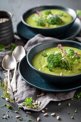 Wall Mural - Vegan broccoli soup as fresh and healthy starter.