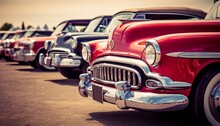 Vintage Classic Cars At Car Show