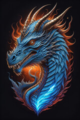  Photo generative Ai of Dragon head illustration