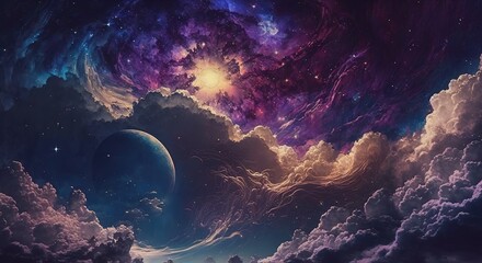 Wall Mural - Lovely starry night sky; ethereal; fantastical; astronomical; astrological