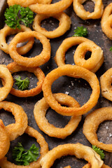 Wall Mural - Crunchy Fried Battered onion rings with garlic sauce