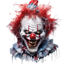 Evil Clown Isolated On A Transparent Background, Generative Ai