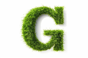 A letter g with grass on a white background, eco text effect, isolated letter with grass effect high quality