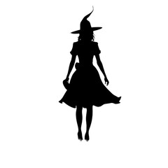 Sticker - witch silhouette isolated on a transparent background, generative ai