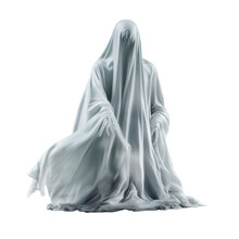 Ghost Figure Isolated On A Transparent Background, Generative Ai
