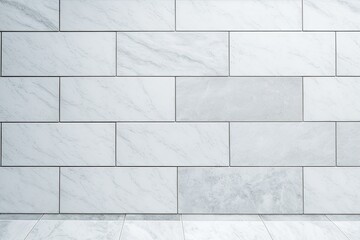 Wall Mural - minimalist white interior with marble wall and floor tiles. Generative AI