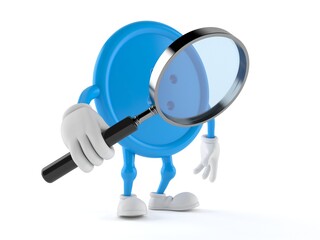 Sticker - Button character holding magnifying glass