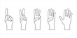 Hands counting icon, Set of hands showing different gestures silhouette human isolated on a transparant background. Vector flat illustration of count hands . Isolated flat vector illustration
