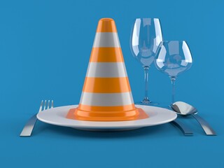 Sticker - Traffic cone with plate and cutlery