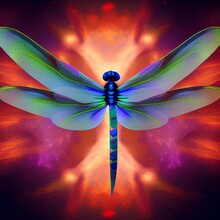 This Magic Dragonfly, Whose Wings Catch Fire In A Kaleidoscope - Generative Ai