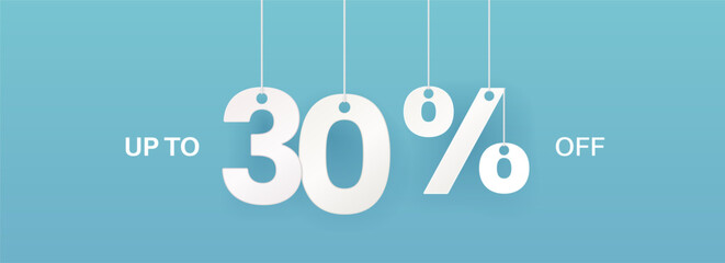 Wide turquoise banner. 30 percent off banner.