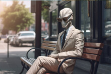 Alien Businessman Waiting On The Street