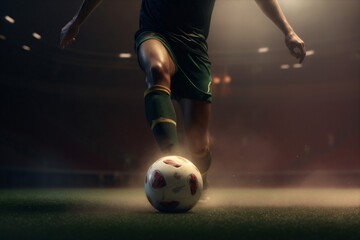 sport game goal ball kick foot football stadium soccer competition. Generative AI.