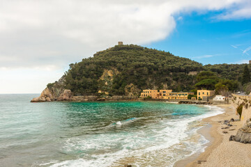 Wall Mural - Baia dei Saraceni (Saraceni Bay) Beach in Varigotti, Liguria,  Italy