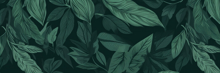 Wall Mural - Lush Green Foliage Seamless Pattern, A Nature,inspired Design for Print and Web, Generative AI