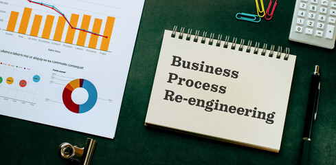 There is notebook with the word Business Process Re-engineering. It is as an eye-catching image.