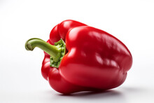 Red Bell Pepper On A White Background. Fresh Red Bell Pepper Vegetable. Ai Generative.