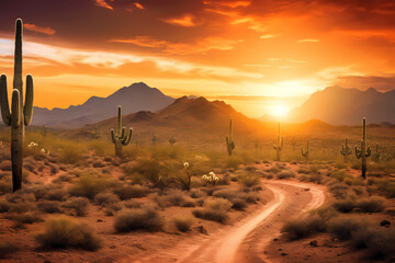 Wall Mural - sunset in the desert