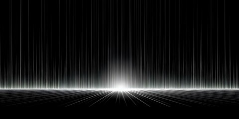 solid representation of noise sound vibrations in the form of a line of white light on a completely black background. generative AI