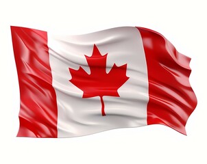 Wall Mural - 3d Canada's flag isolated on white background. Generative AI
